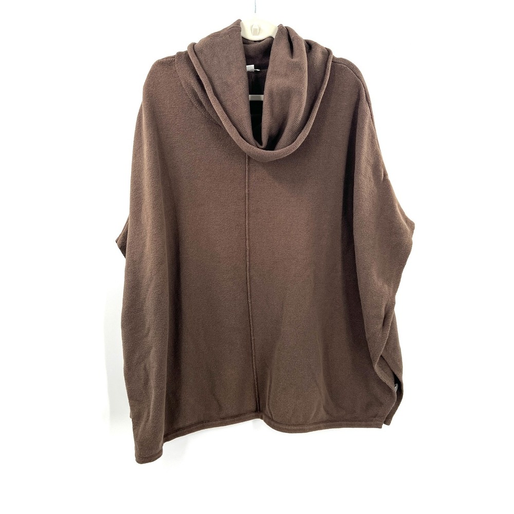 Pure Jill J.Jill oversized cowl neck poncho sweater brown boho lagenlook M L